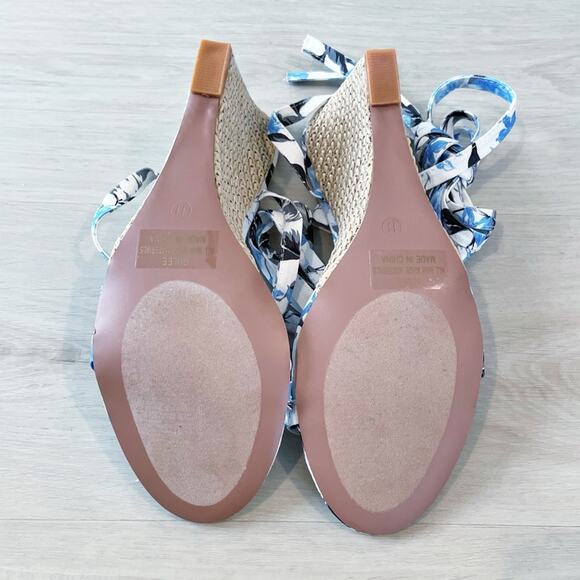 NEW Lulu’s Gulee Blue Floral Lace Up Espadrille Wedge Sandal Size 11 - Picture 11 of 14